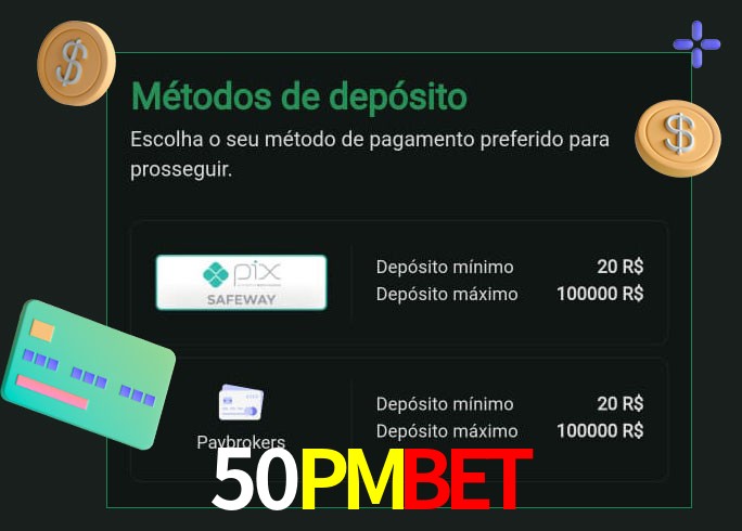 O cassino 50PMBET oferece uma grande variedade de métodos de pagamento